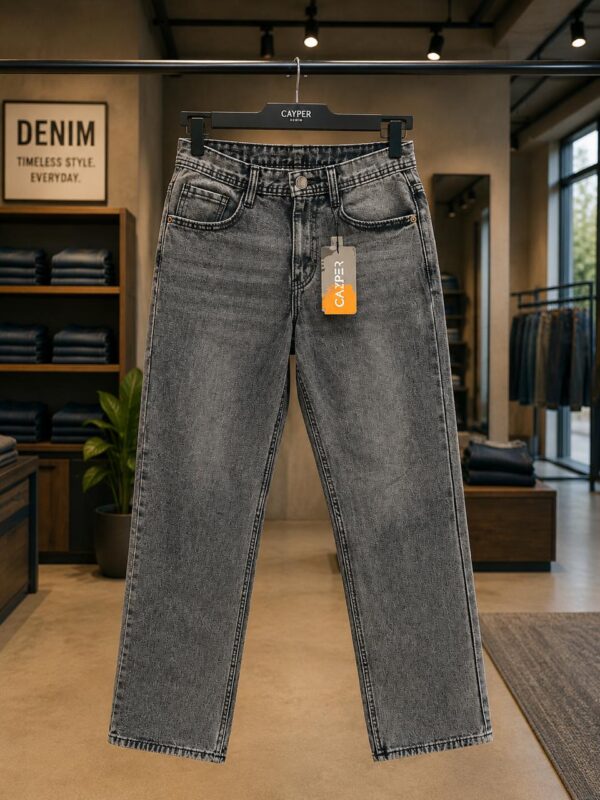 CAZPER Big Fold Denim – Acid Wash Light Gray