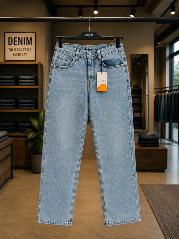 CAZPER Big Fold Denim – Acid Wash Light Blue