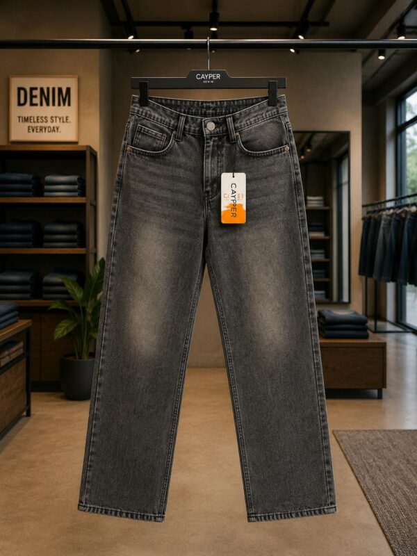 CAZPER Big Fold Denim – Acid Wash Dark Gray