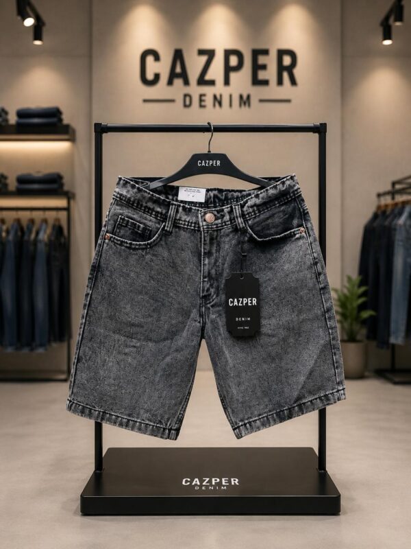 Cazper Acid Wash Gray Denim Short