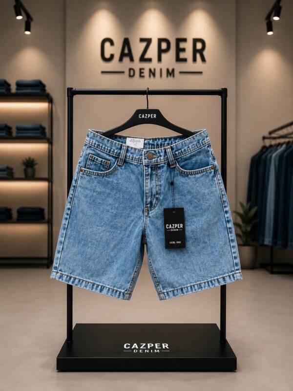 Cazper Acid Wash Blue Denim Short