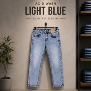 Acid Wash Light Blue Slim Fit Denim