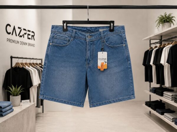 Cazper Acid Wash Denim Short – Light Blue