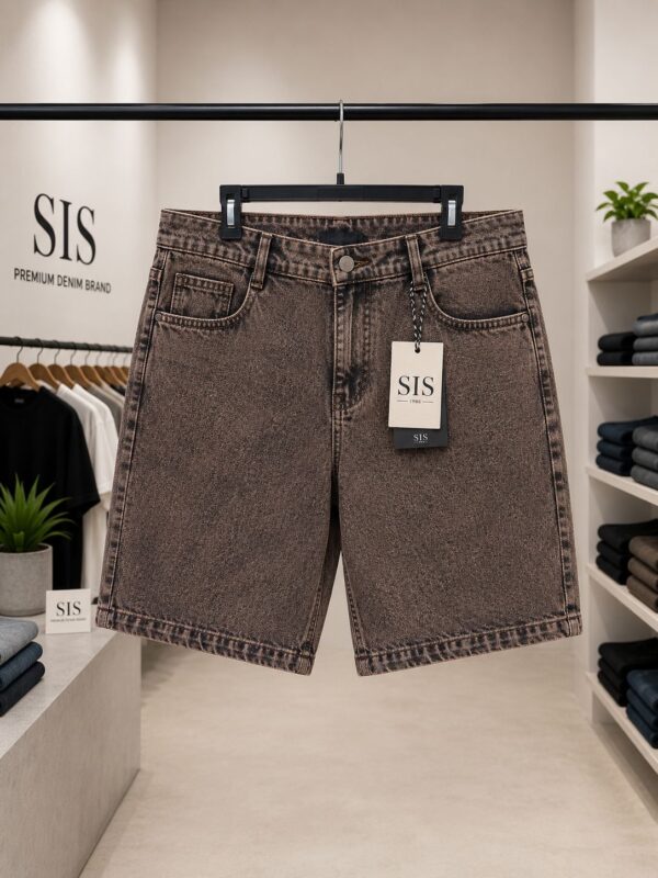 SIS Red Acid Wash Denim Short
