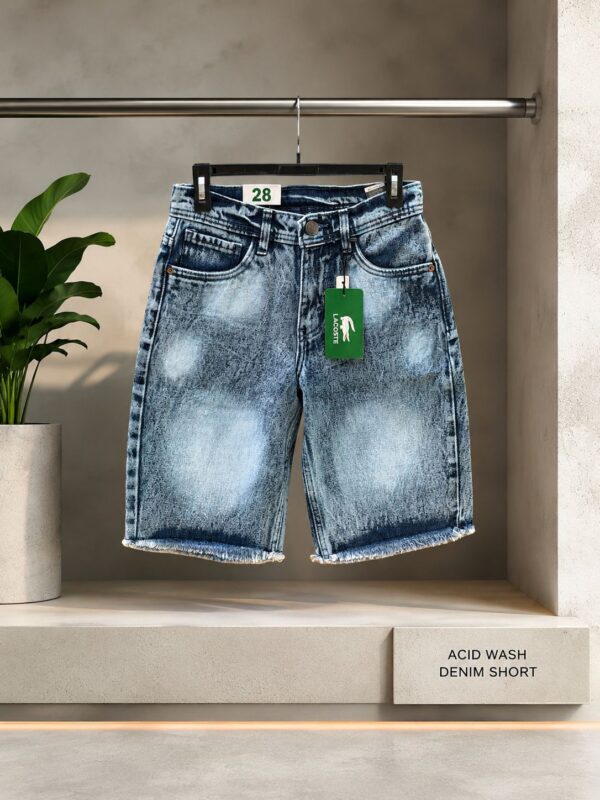 Lacoste Acid Wash Denim Short – Blue