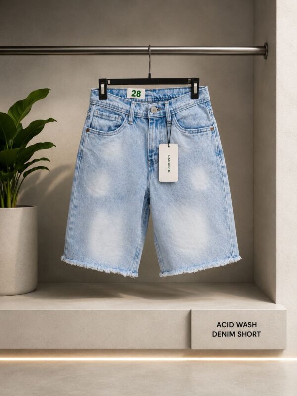 Lacoste Acid Wash Denim Short – Blue