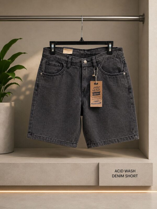 SIS Acid Wash Denim Short – Dark Grey